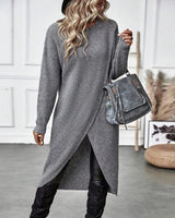 Elowen | Women's Sweater Dress with Asymmetric Wrap Front