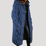 Talia | Hooded Cable-Knit Cardigan with Button Front