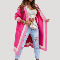 Sasha | Longline Knit Cardigan with Stripe Detail
