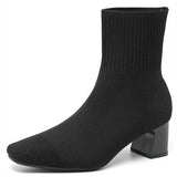 Yara | Fashionable Knitted Heeled Ankle Boots