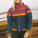 Ruby | Quilted Puffer Jacket with Retro Stripes