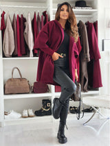 Helena | Elegant Hooded Coat with Waist Belt