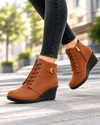Faith | Wedge Ankle Boots with Lacing and Buckle Detail