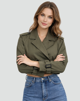 Elena | Women's Cropped Belted Trench Coat