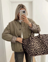 Chloe | Women’s Quilted Jacket with Leopard Lining