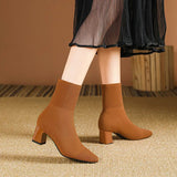Yara | Fashionable Knitted Heeled Ankle Boots