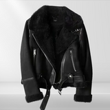 Women's fleece sherpa bomber jacket with zipper – Amira