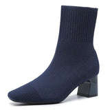 Yara | Fashionable Knitted Heeled Ankle Boots
