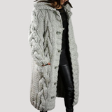 Talia | Hooded Cable-Knit Cardigan with Button Front