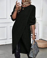 Elowen | Women's Sweater Dress with Asymmetric Wrap Front