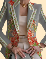 Georgia | Elegant Floral-Trim Blazer for Women