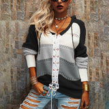 Isabella | Striped Lace-Up Knit Sweater