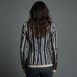 Emma | Bohemian Artisan Mixed-Print Striped Blazer