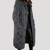 Talia | Hooded Cable-Knit Cardigan with Button Front