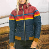 Ruby | Quilted Puffer Jacket with Retro Stripes