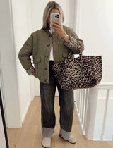 Chloe | Women’s Quilted Jacket with Leopard Lining