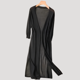 Quinley | Long Open-Front Cardigan with Waist Tie