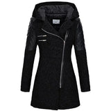 Eloisa | Elegant Hooded Coat with Quilted Sleeve Details
