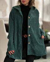 Leonie | Casual Corduroy Hooded Jacket