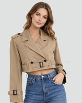 Elena | Women's Cropped Belted Trench Coat