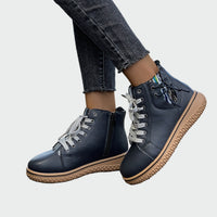 Selma | Orthopedic Leather Ankle Boots with Lace-Up Design