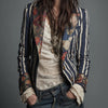 Emma | Bohemian Artisan Mixed-Print Striped Blazer