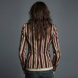 Emma | Bohemian Artisan Mixed-Print Striped Blazer