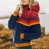 Ruby | Quilted Puffer Jacket with Retro Stripes