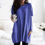 Elena | Women’s Longline Long Sleeve Sweater with Side Pockets