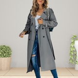 Lucille | Women's Classic Double-Breasted Trench Coat with Turn-Down Collar