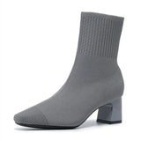 Yara | Fashionable Knitted Heeled Ankle Boots