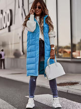 Una | Long Quilted Vest with Adjustable Hood