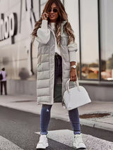 Una | Long Quilted Vest with Adjustable Hood