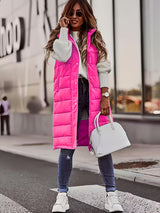Una | Long Quilted Vest with Adjustable Hood