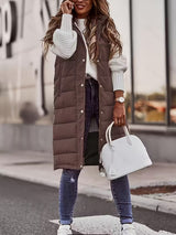 Una | Long Quilted Vest with Adjustable Hood