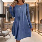 Elise | Women's Ribbed A-Line Midi Knit Dress with Diagonal Detail