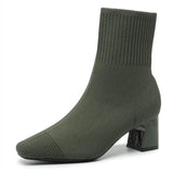 Yara | Fashionable Knitted Heeled Ankle Boots