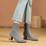 Yara | Fashionable Knitted Heeled Ankle Boots