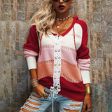 Isabella | Striped Lace-Up Knit Sweater