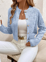 Serena | Women's Textured Diamond-Knit Button Cardigan