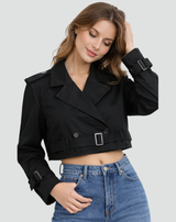 Elena | Women's Cropped Belted Trench Coat