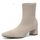 Yara | Fashionable Knitted Heeled Ankle Boots