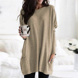 Elena | Women’s Longline Long Sleeve Sweater with Side Pockets