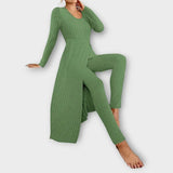 Bella | Casual Knit Dress with Side Slit and Leggings Set