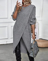 Elowen | Women's Sweater Dress with Asymmetric Wrap Front