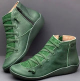 Mira | Women’s Lace-Up Leather Ankle Boots with Zipper