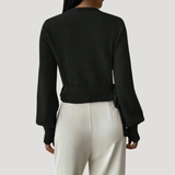 Whitney | Cropped V-Neck Wrap Knit Top