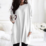Elena | Women’s Longline Long Sleeve Sweater with Side Pockets