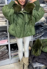 Vivienne | Women's Hooded Jacket with Plush Trim & Cinched Waist