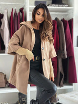 Helena | Elegant Hooded Coat with Waist Belt